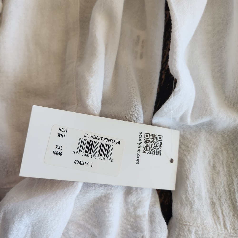 Scully Ruffle Western Shirt Womens XXL Bell Flare Long Sleeves White Cowgirl NWT - Picture 3 of 14
